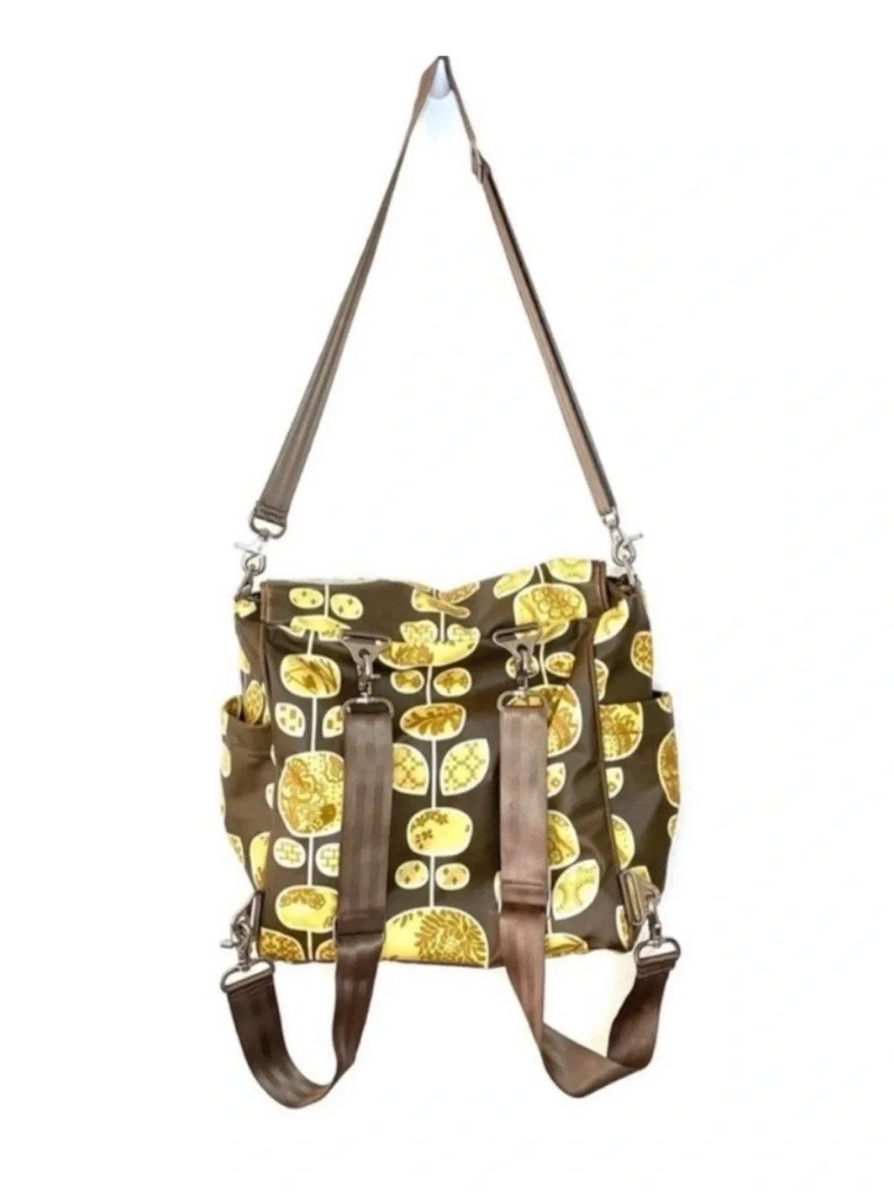 Petunia Pickle Bottom Boxy Backpack Heirloom Brown Floral Diaper or Baby Bag